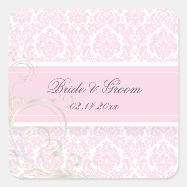PixDezines moiré damask wedding stickers (Front)