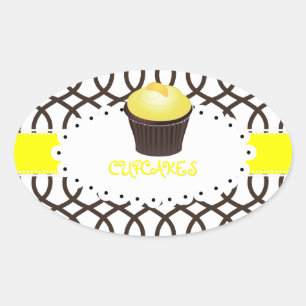 PixDezines monaco trellis+cupcake/DIY colour Oval Sticker