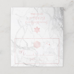 PixDezines Monogram Blush Pink Honeycomb+Marble Place Card