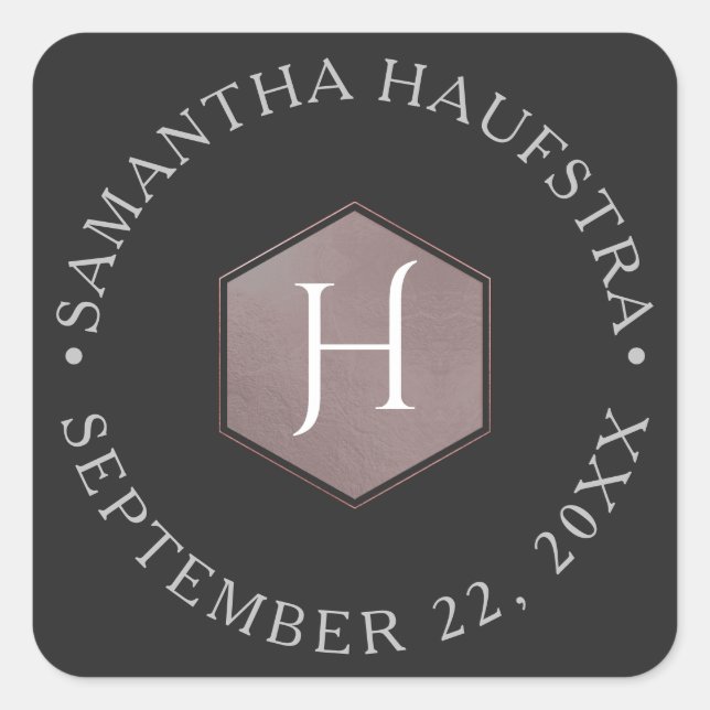 PixDezines Monogram Blush Pink Honeycomb Square Sticker (Front)