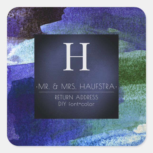 PixDezines Monogram, Blush+Silver+Red Colour Block Square Sticker (Front)