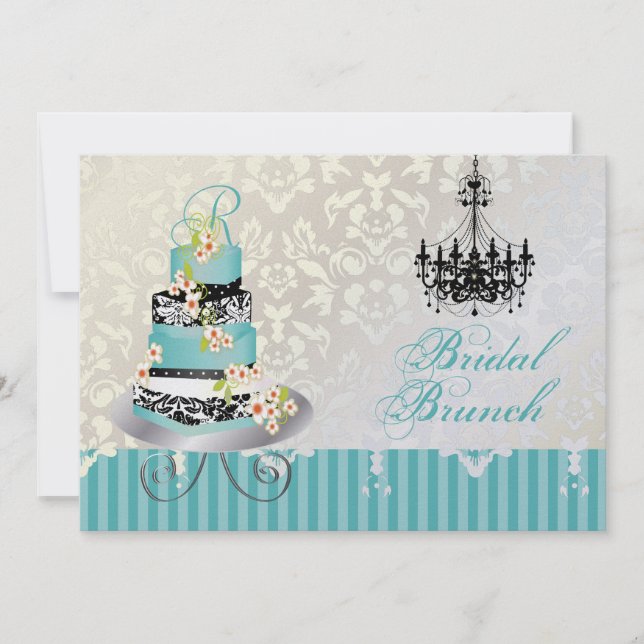 PixDezines monogram bridal, teal wedding cake (Front)