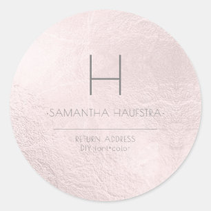 PixDezines Monogram Faux Blush Foil Classic Round Sticker