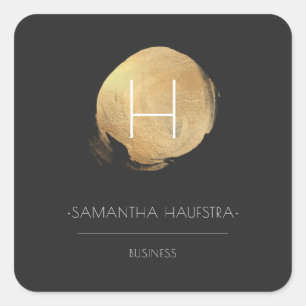 PixDezines Monogram Faux Gold Foil Square Sticker