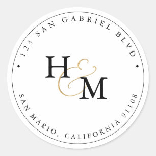 PixDezines Monogram Faux Gold Script Ampersand Classic Round Sticker