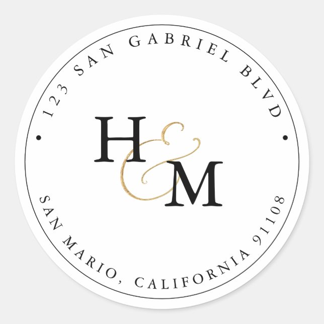 PixDezines Monogram Faux Gold Script Ampersand   Classic Round Sticker (Front)