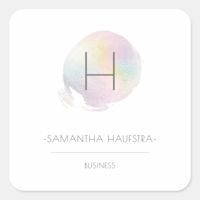 PixDezines Monogram Faux Holographic Square Sticker (Front)