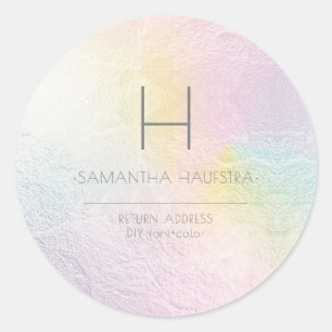 PixDezines Monogram Holographic Colour Faux Foil Classic Round Sticker