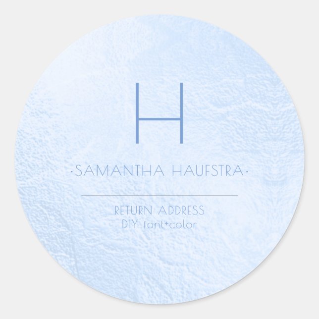 PixDezines Monogram Iridescent Blue Classic Round Sticker (Front)