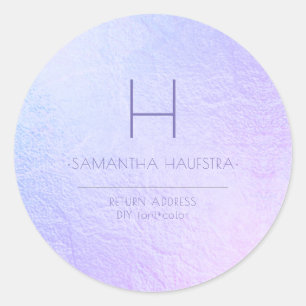PixDezines Monogram Iridescent Hydrangea+Violet Classic Round Sticker
