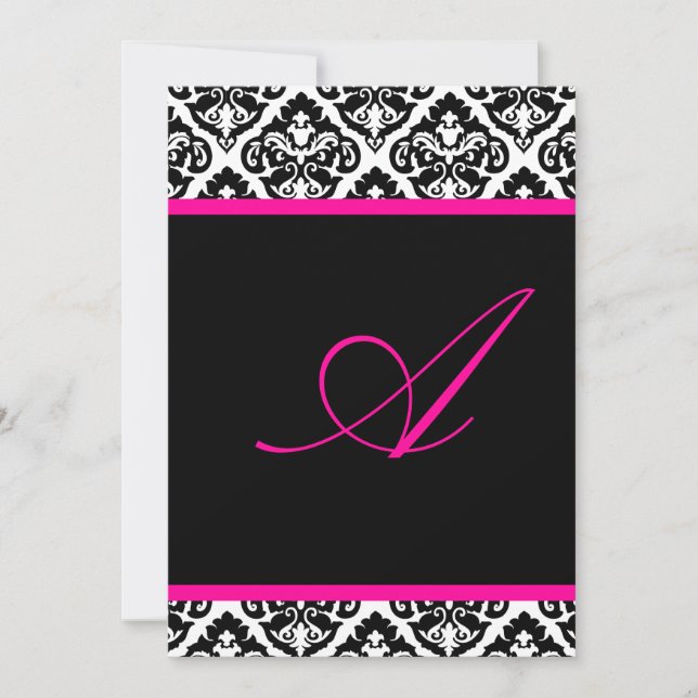PixDezines monogram olivia damask/ DIY colour+font Invitation (Front)