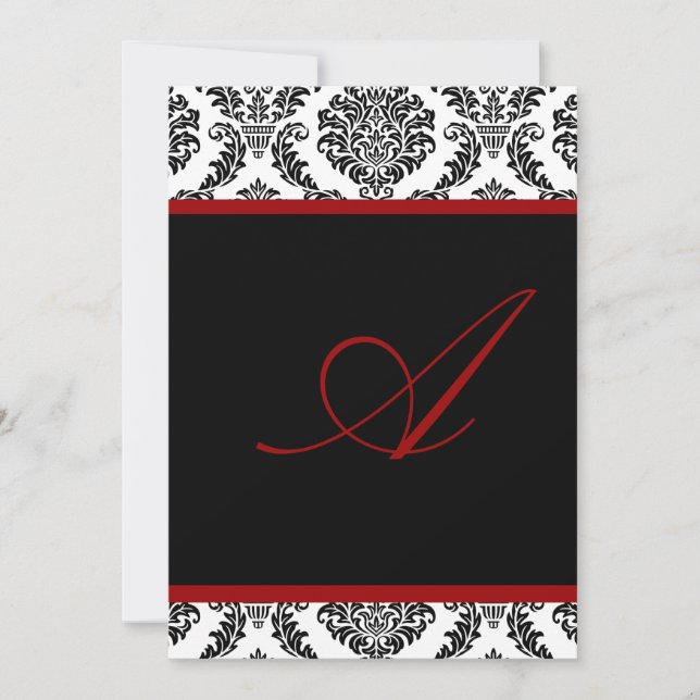 PixDezines monogram rosette damask/DIY colour+font Invitation (Front)