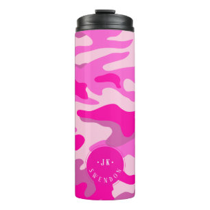 PixDezines Monogram Sassy Pink Camouflage Thermal Tumbler