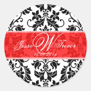 PixDezines Monogram Tanza Damask, DIY background Classic Round Sticker