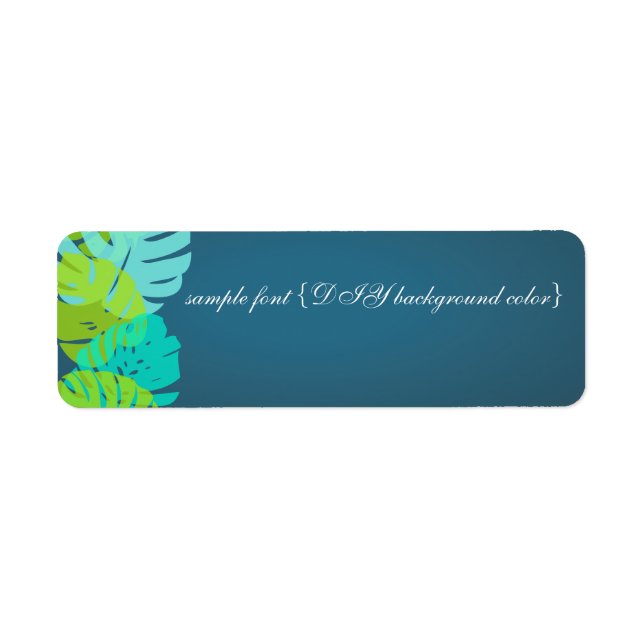 PixDezines monstera leaves/aqua+lime Return Address Label (Front)