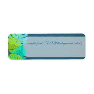 PixDezines monstera leaves/aqua+lime Return Address Label