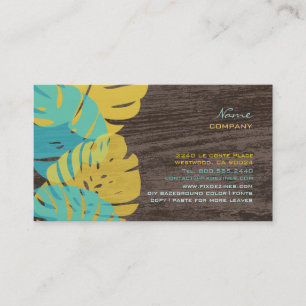 PixDezines Monstera Leaves+Wood Panel Business Card