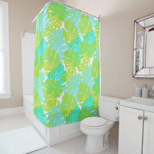 PixDezines Monstera/Lime/Aqua/DIY Background Shower Curtain
