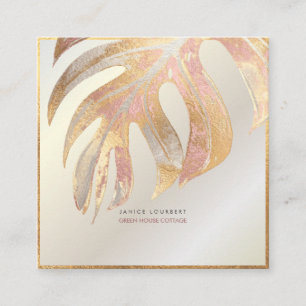 PixDezines MONSTERA, TRI-COLOR FAUX FOIL Square Business Card