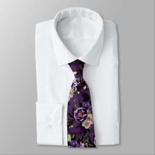 PixDezines Moody Botanical Purple Flowers  Tie