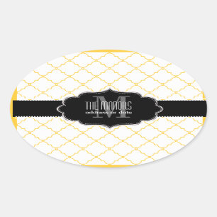 PixDezines moroccan trellis/DIY colours Oval Sticker