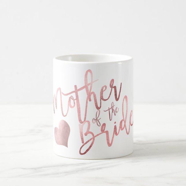 PixDezines Mother of Bride/Faux Rose Gold Script Coffee Mug (Center)