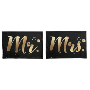 PixDezines mr/mrs/faux gold/DIY colours Pillowcase