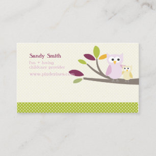 PixDezines Mummy + Baby owls childcare Business Card