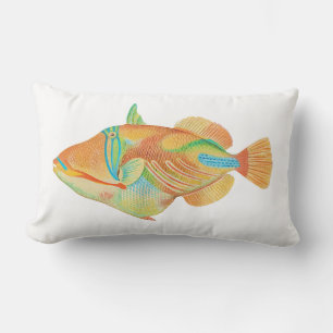 PixDezines nakunuku, hawaiian fish/diy background Lumbar Cushion
