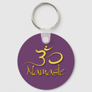 PixDezines namaste+om/diy background colour! Key Ring
