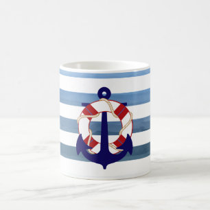 PixDezines nautical stripes/anchor Coffee Mug