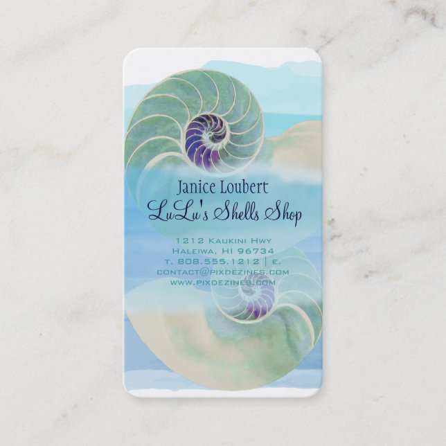 PixDezines nautilus/watercolor Business Card (Front)