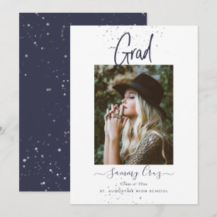 PixDezines Navy Blue Grad Flat Announcement Card