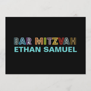 PixDezines neon bar mitzvah Invitation