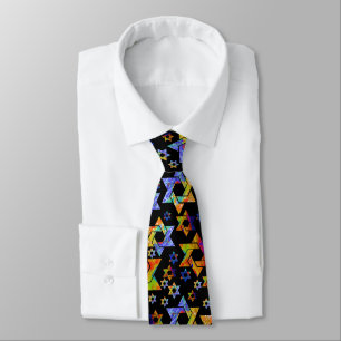 PixDezines Neon Colours Star of David Tie