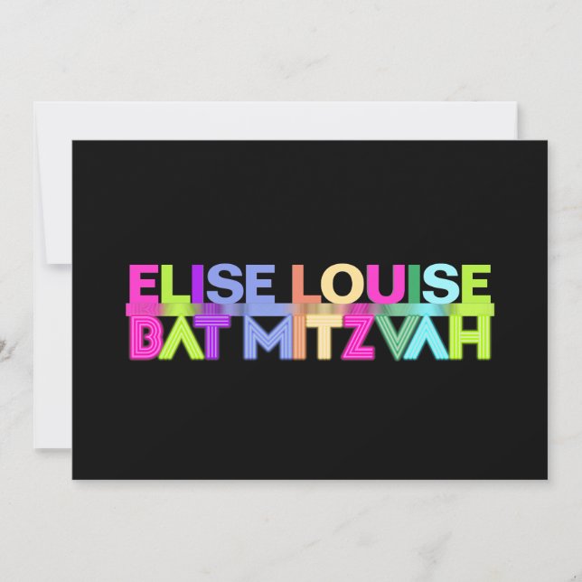 PixDezines Neon Lights Bat Mitzvah Invitation (Front)