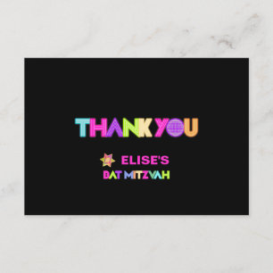 PixDezines Neon Lights Bat Mitzvah Thank You Invitation