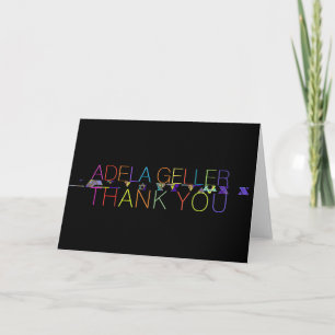 PixDezines Neon Lights Mitzvah Thank you Card
