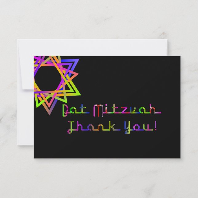 PixDezines Neon Lights/Vegas/Bat Mitzvah Thank You Card (Front)