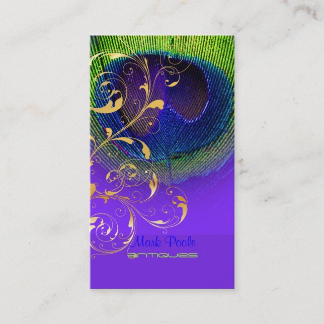 PixDezines neon peacock eye/filigree Business Card (Front)