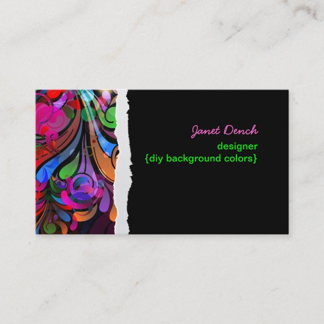 PixDezines neon retro swirls/diy background colour Business Card (Front)