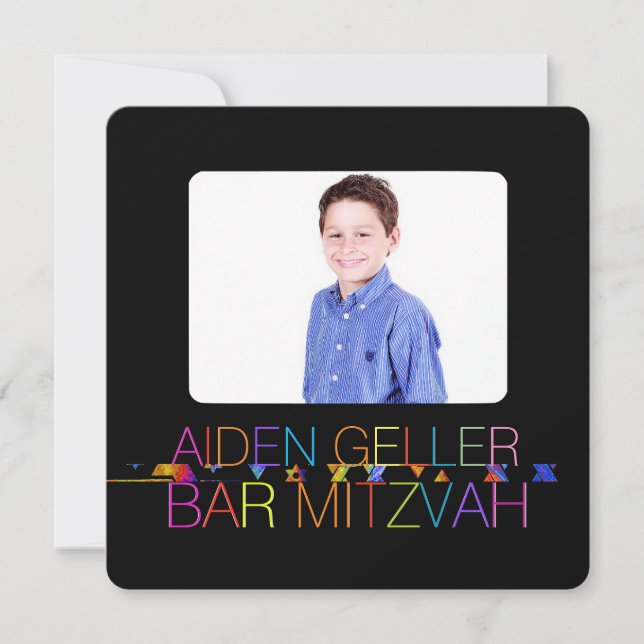 PixDezines neons/typography/bar mitzvah Invitation (Front)
