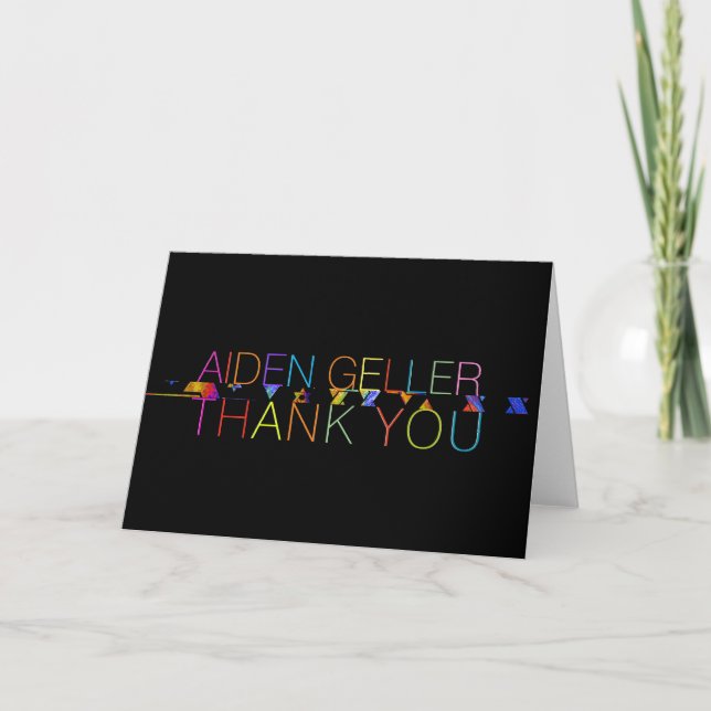 PixDezines Neons Typography Bar Mitzvah Thank You  Card (Front)