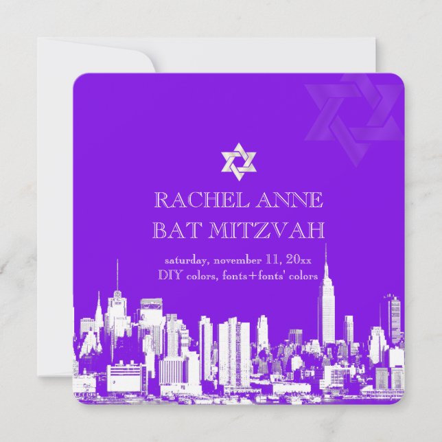 PixDezines NYC skyline/bat mitzvah Invitation (Front)