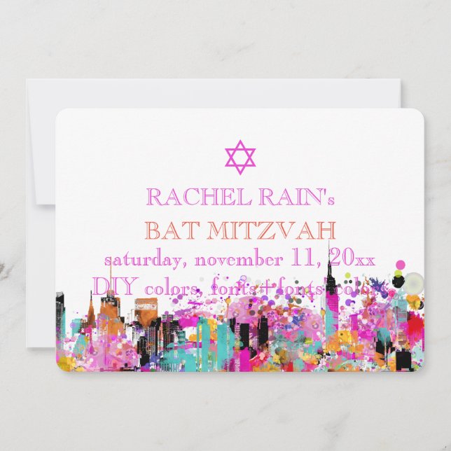 PixDezines NYC urban/bat mitzvah Invitation (Front)