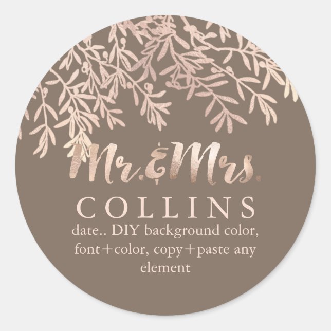 PixDezines Olives/Faux Rose Gold/DIY background Classic Round Sticker (Front)