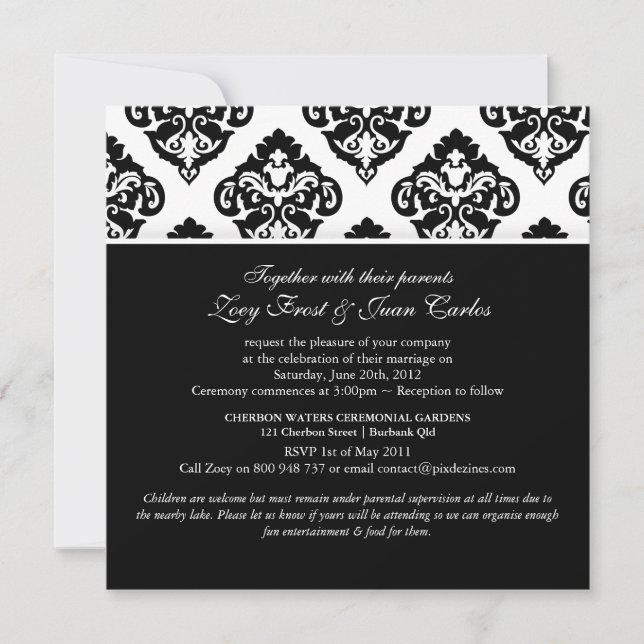 PixDezines Olivia Damask Invitation (Front)