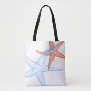 PixDezines Orange/Blue Starfish /DIY background Tote Bag