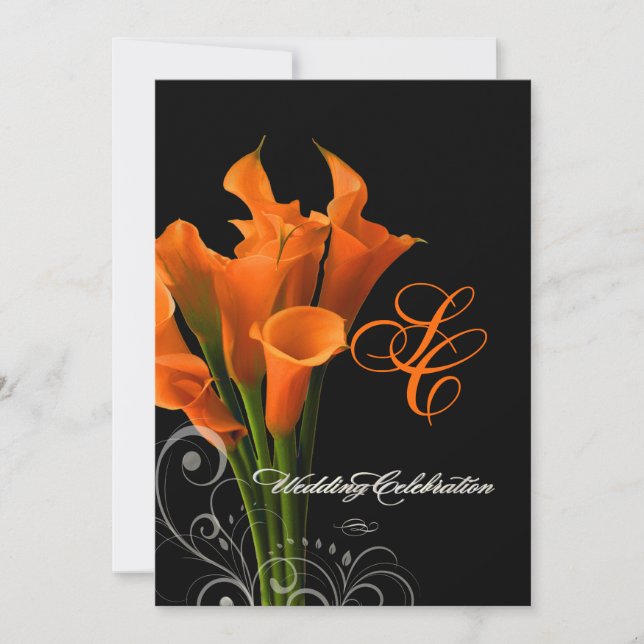 PixDezines orange calla lily/DIY background colour Invitation (Front)