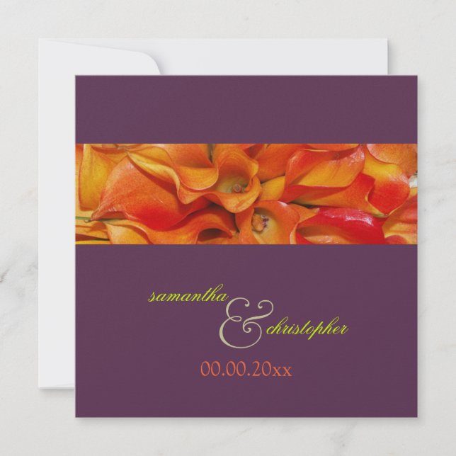 PixDezines ORANGE CALLA LILY/LUXE PEARL PAPER Invitation (Front)